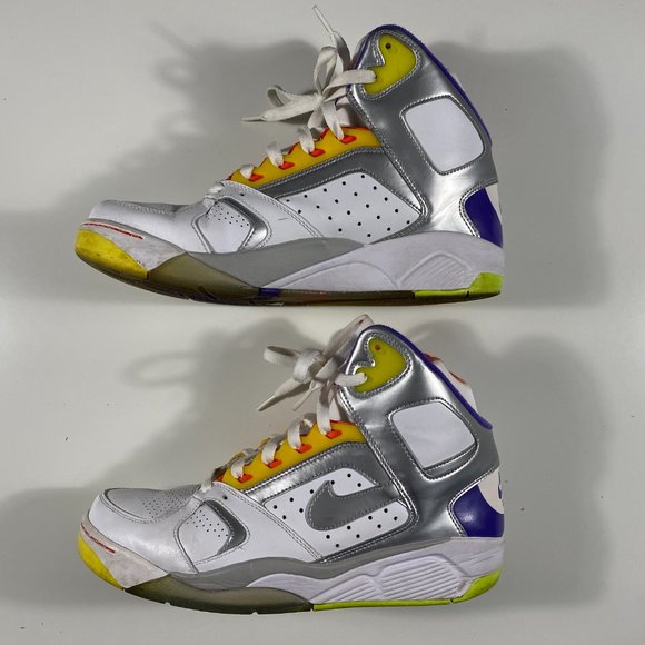 329984-100 Nike Air Flight Lite High White/Metallic Silver-Hyper Grape mens 10.5 - Picture 8 of 8